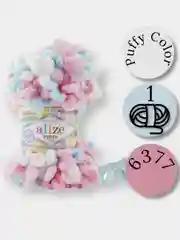 Лазурный пряжа Alize Puffy Color 100% Микрополиэстер 100г  9м