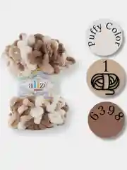 Бежевый меланж пряжа Alize Puffy Color 100% Микрополиэстер 100г  9м