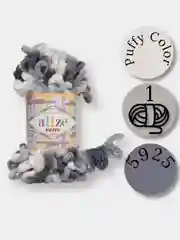Тёмно-серый пряжа Alize Puffy Color 100% Микрополиэстер 100г  9м