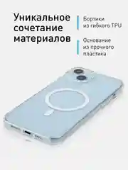 Прозрачный чехол MagSafe для iPhone 15 Pro, Max, Plus пластиковый с силиконом ROSCO и защитой камер