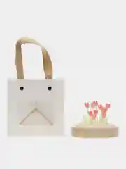 Коралловый ночник с тюльпанами под стеклянным куполом