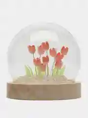 Коралловый ночник с тюльпанами под стеклянным куполом