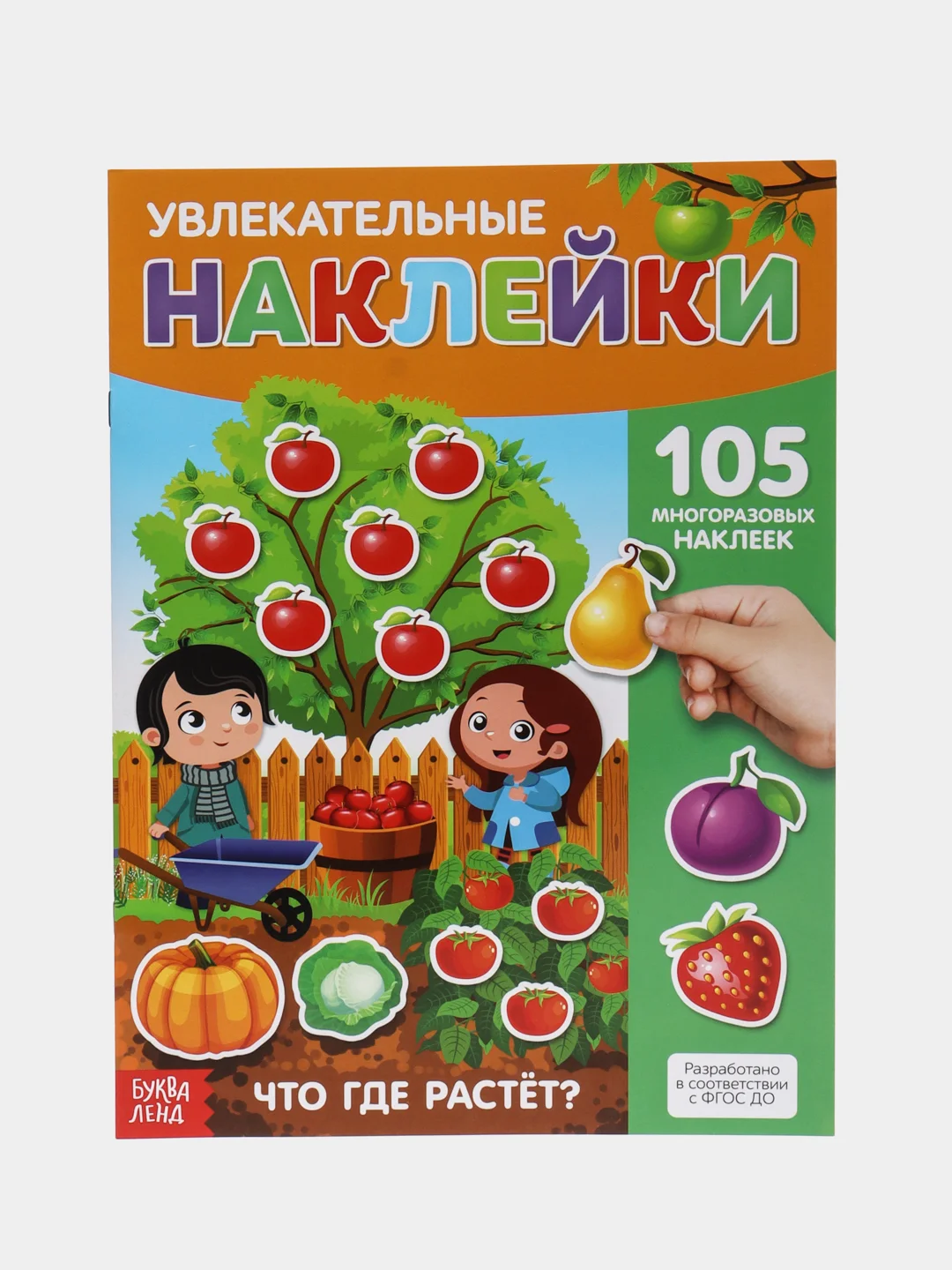 Наклейки многоразовые Что где растёт, формат А4