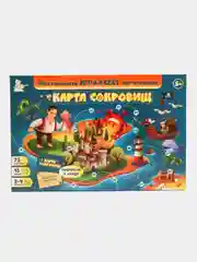Индиго настольная развивающая игра-ходилка, "Карта сокровищ" 75 карточек, учимся читать по слогам