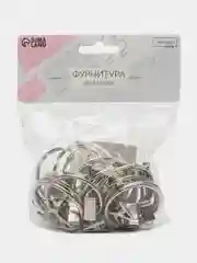 Кольцо для карниза, с зажимом, d = 37/44 мм, 20 шт, цвет серебряный
