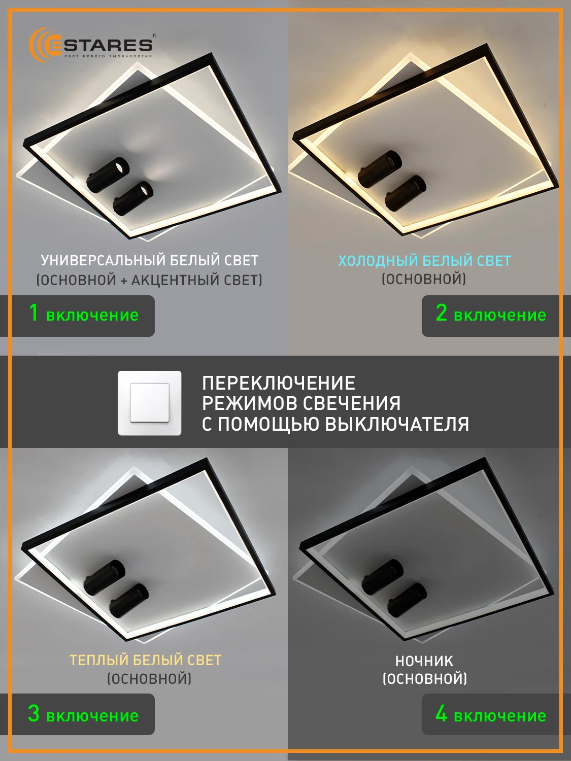 Управляемая потолочная люстра светодиодная с пультом Estares  GEOMETRIA downlight 75W