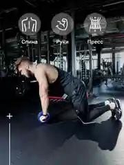 Синий ролик для пресса, тренажер для пресса, спины и рук Shark Fit, колесо для спорта и фитнеса