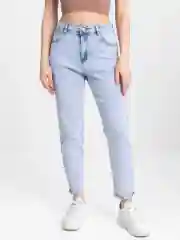 Светло-синий джинсы женские mom fit, с высокой посадкой