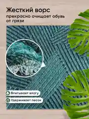 Зеленый коврик придверный Birdhouse, 60 х 90 см