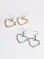 Серьги сердечки сердца свисающие