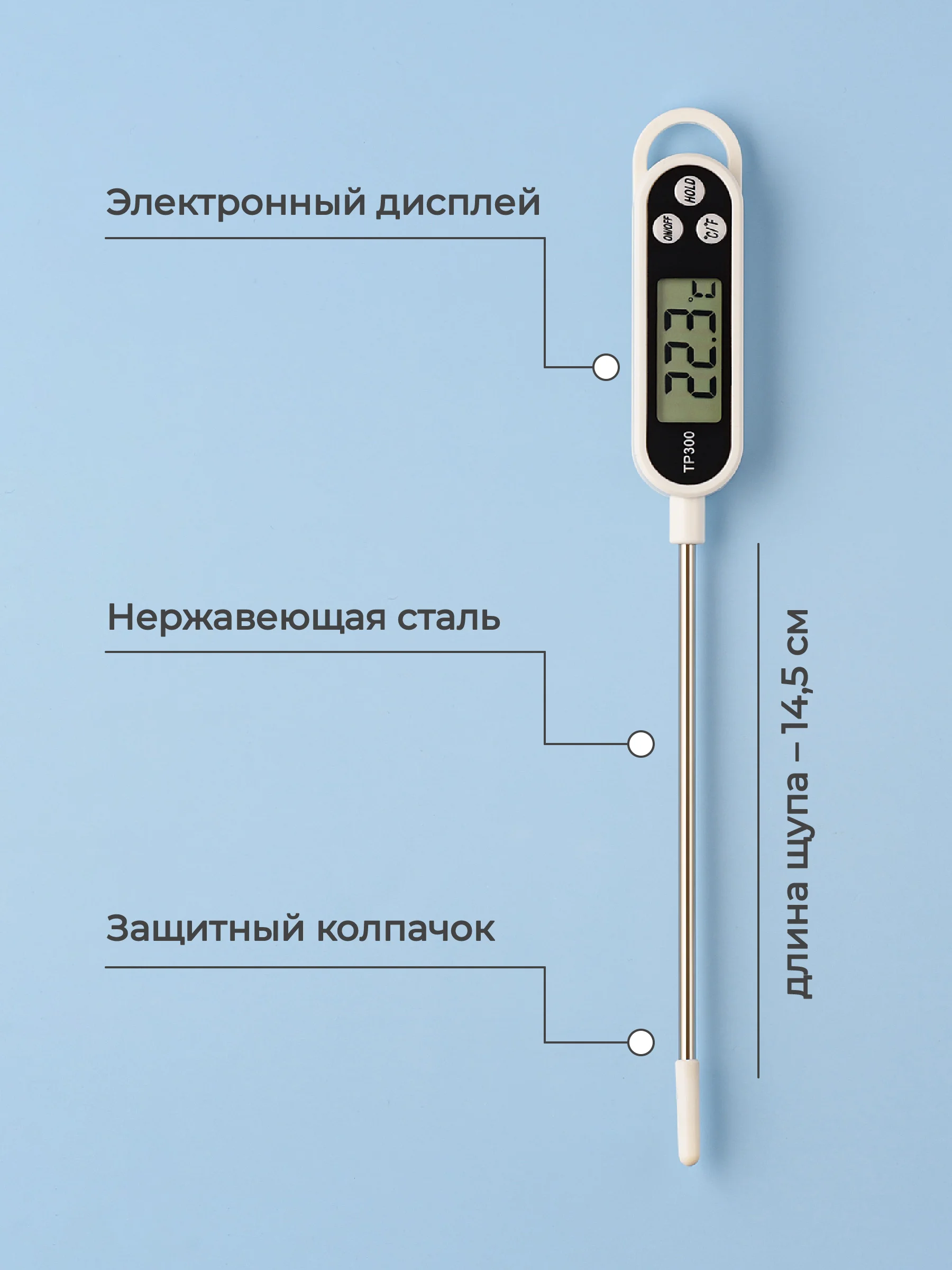 Термощуп кулинарный Shiny Kitchen, кухонный термометр