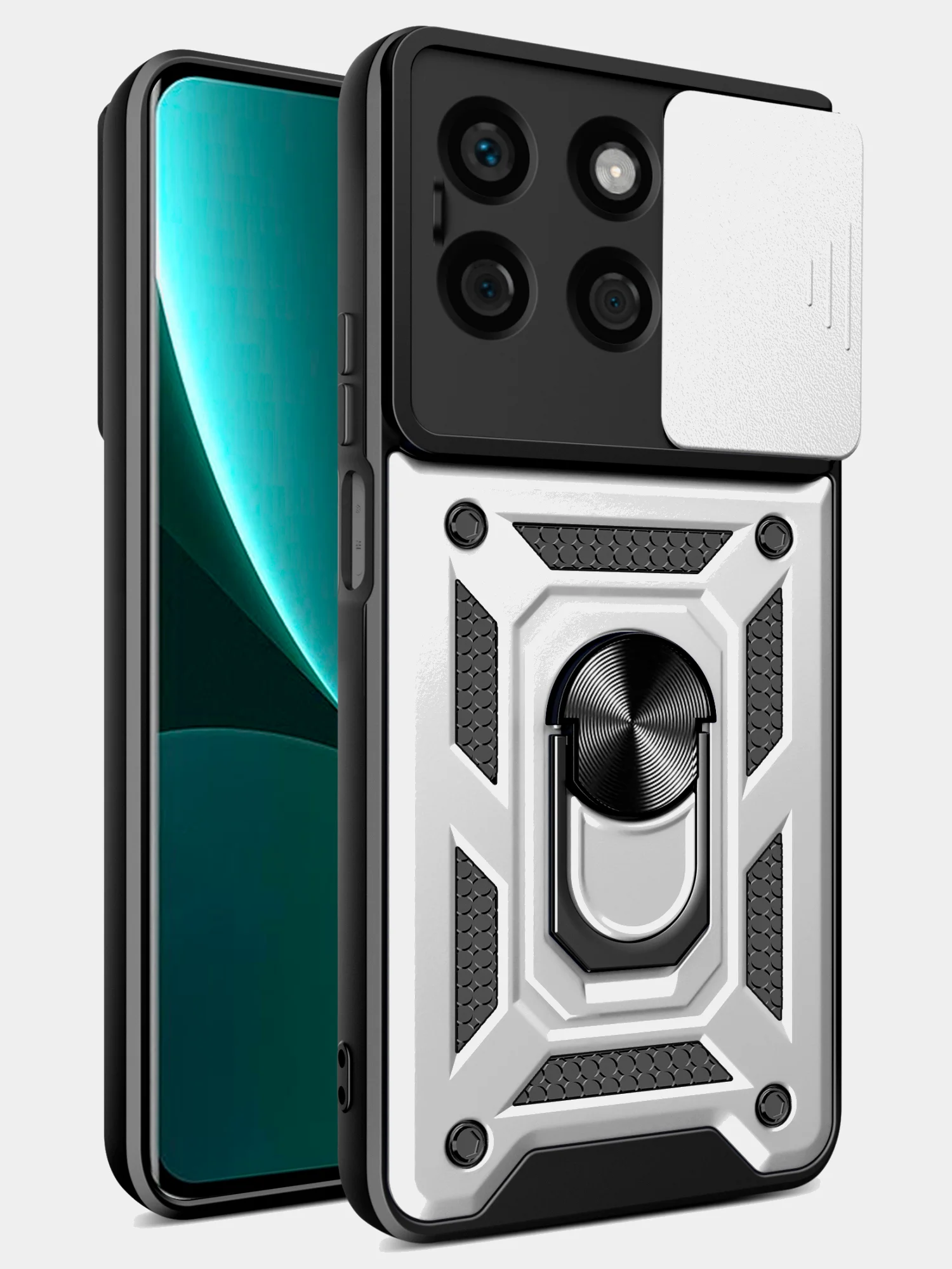 Серебряный чехол противоударный armors для Honor X8B / Хонор Х8В с защитой камеры