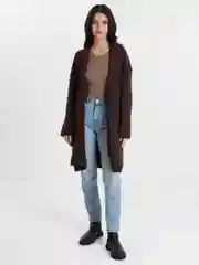 Коричневый кардиган женский, вязаный, на запах, oversize, накидка женская, вязаная, оверсайз