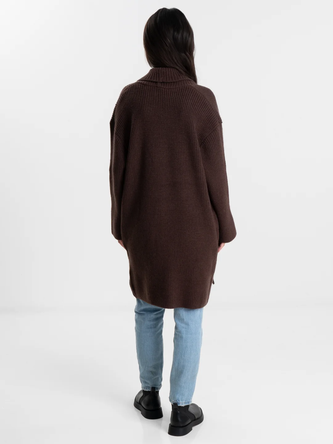 Коричневый кардиган женский, вязаный, на запах, oversize, накидка женская, вязаная, оверсайз