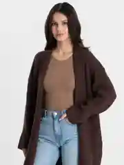 Коричневый кардиган женский, вязаный, на запах, oversize, накидка женская, вязаная, оверсайз