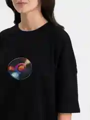 Черный футболка оверсайз "Пластинка", унисекс, oversize, T-Shirt с принтом, хлопок