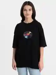 Черный футболка оверсайз "Пластинка", унисекс, oversize, T-Shirt с принтом, хлопок