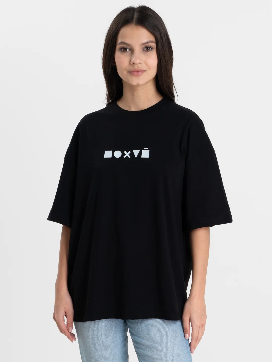 Черный футболка оверсайз "Пофиг", унисекс, oversize, T-Shirt с принтом, хлопок
