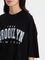 Тёмно-бирюзовый футболка оверсайз "Brooklyn", унисекс, OverSize T-Shirt с принтом, хлопок