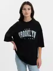 Черный футболка оверсайз "Brooklyn", унисекс, OverSize T-Shirt с принтом, хлопок