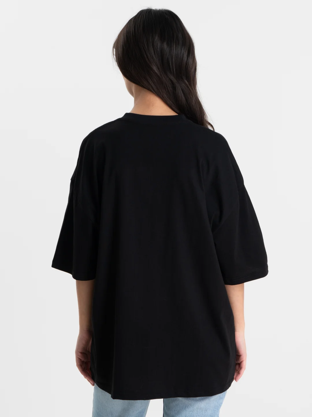 Черный футболка оверсайз "Moskow/Saint-P", унисекс, OverSize T-Shirt с принтом, хлопок