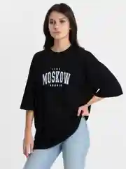 Черный футболка оверсайз "Moskow/Saint-P", унисекс, OverSize T-Shirt с принтом, хлопок