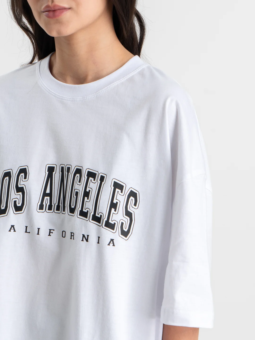 Белый футболка оверсайз "Los Angeles", унисекс, oversize, T-Shirt с принтом, хлопок