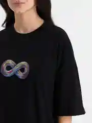 Черный футболка оверсайз "Бесконечность", унисекс, oversize, T-Shirt с принтом, хлопок