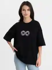 Черный футболка оверсайз "Бесконечность", унисекс, oversize, T-Shirt с принтом, хлопок