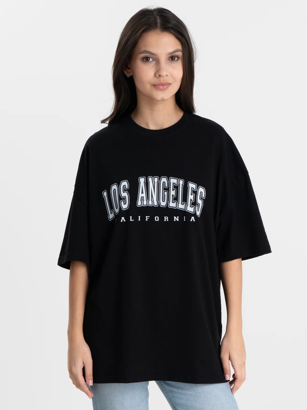 Черный футболка оверсайз "Los Angeles", унисекс, oversize, T-Shirt с принтом, хлопок