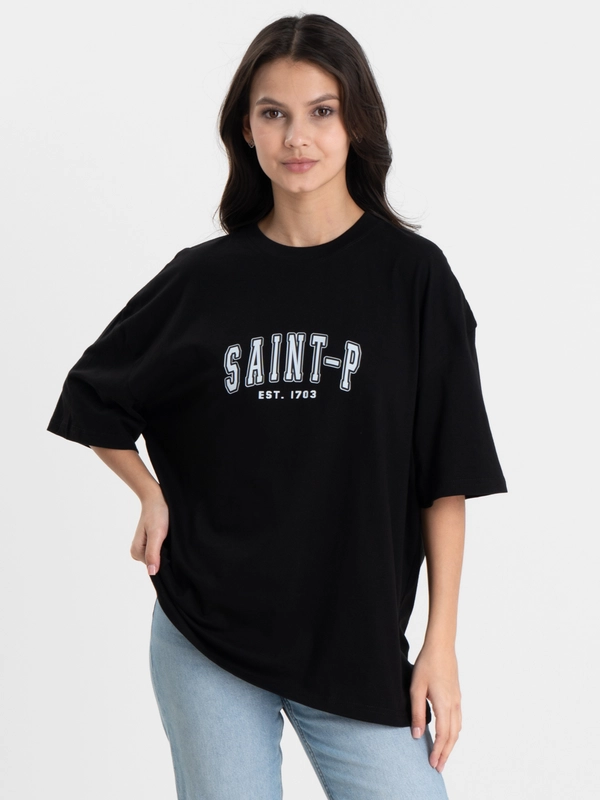 Футболка оверсайз "Moskow/Saint-P", унисекс, OverSize T-Shirt с принтом, хлопок