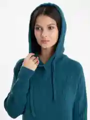 Морской платье длинное, с капюшоном, оверсайз, платье-свитер, вязаное, платье теплое