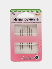 Иглы ручные для вышивания с удлиненным ушком и закругленным кончиком №24, 6 шт, Hemline