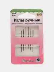 Иглы ручные для вышивания с удлиненным ушком и закругленным кончиком №24, 6 шт, Hemline