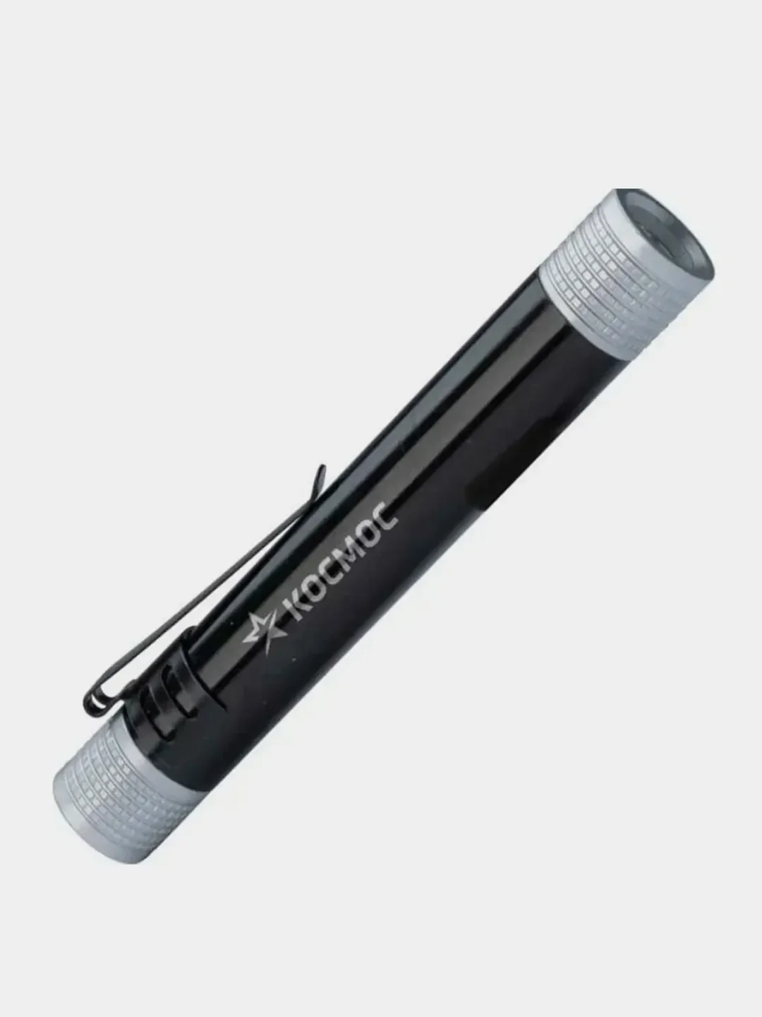 Черный фонарь ручной КОСМОС KOS107B, 0,5 Вт LED, корпус из алюминия, зажим для крепления