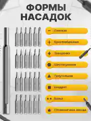 Серый металлик набор отверток для ремонта телефонов и техники, 24 в 1 магнитные биты в наборе