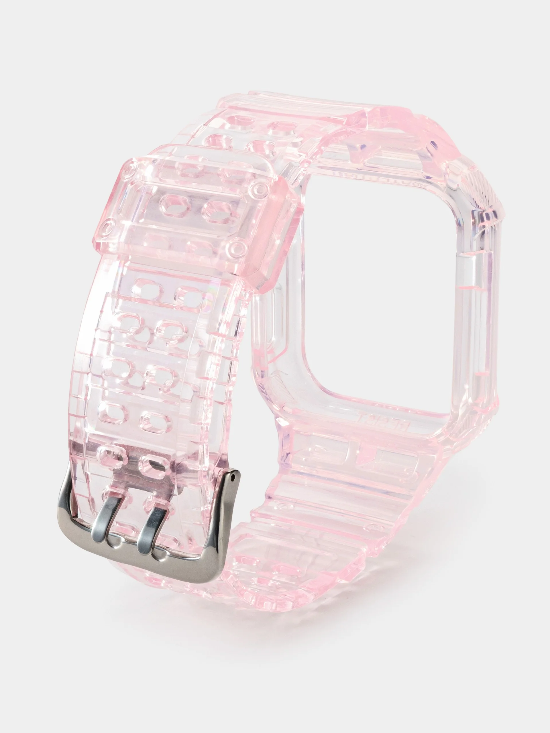 Розовый прозрачный ремешок для Apple Watch 38 / 40 / 41 / 42 / 44 mm чехол-бампер