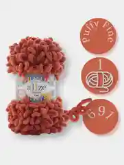 Терракотовый пряжа Alize Puffy Fine 100% Микрополиэстер 100г 14м