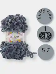 Угольный пряжа Alize Puffy Fine 100% Микрополиэстер 100г 14м