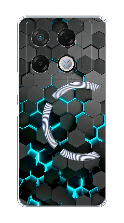 Бирюзовый чехол на Infinix GT 20 Pro / Инфиникс GT 20 Pro прозрачный, с рисунком, защита камеры