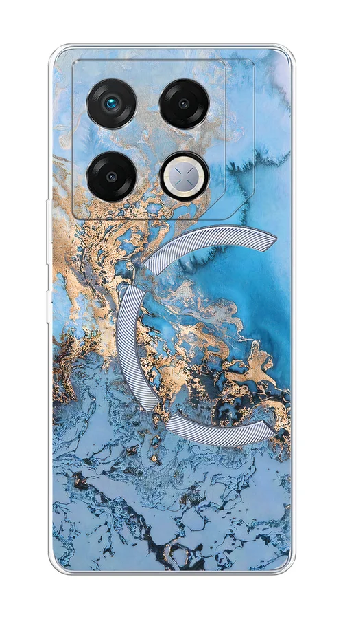 Голубой чехол на Infinix GT 20 Pro / Инфиникс GT 20 Pro прозрачный, с рисунком, защита камеры