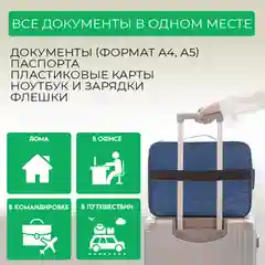 Темно-синий сумка органайзер для хранения документов  с кодовым замком, пятислойный