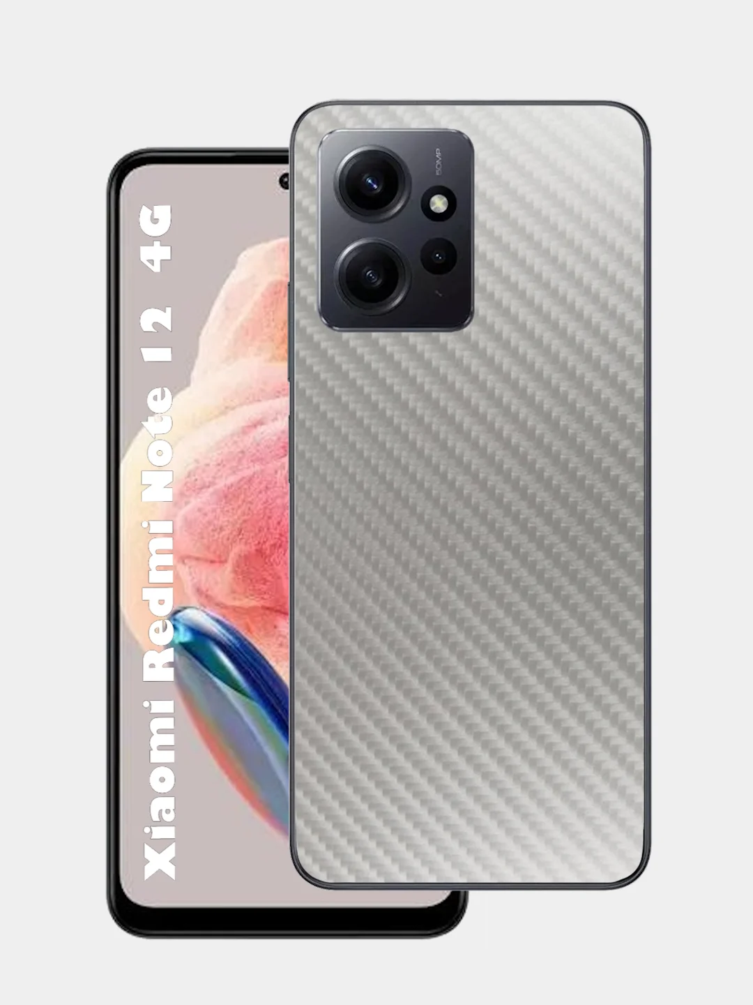 Черный защитная пленка для Xiaomi Redmi Note 12 4G под карбон на заднюю часть,под кожу на зад