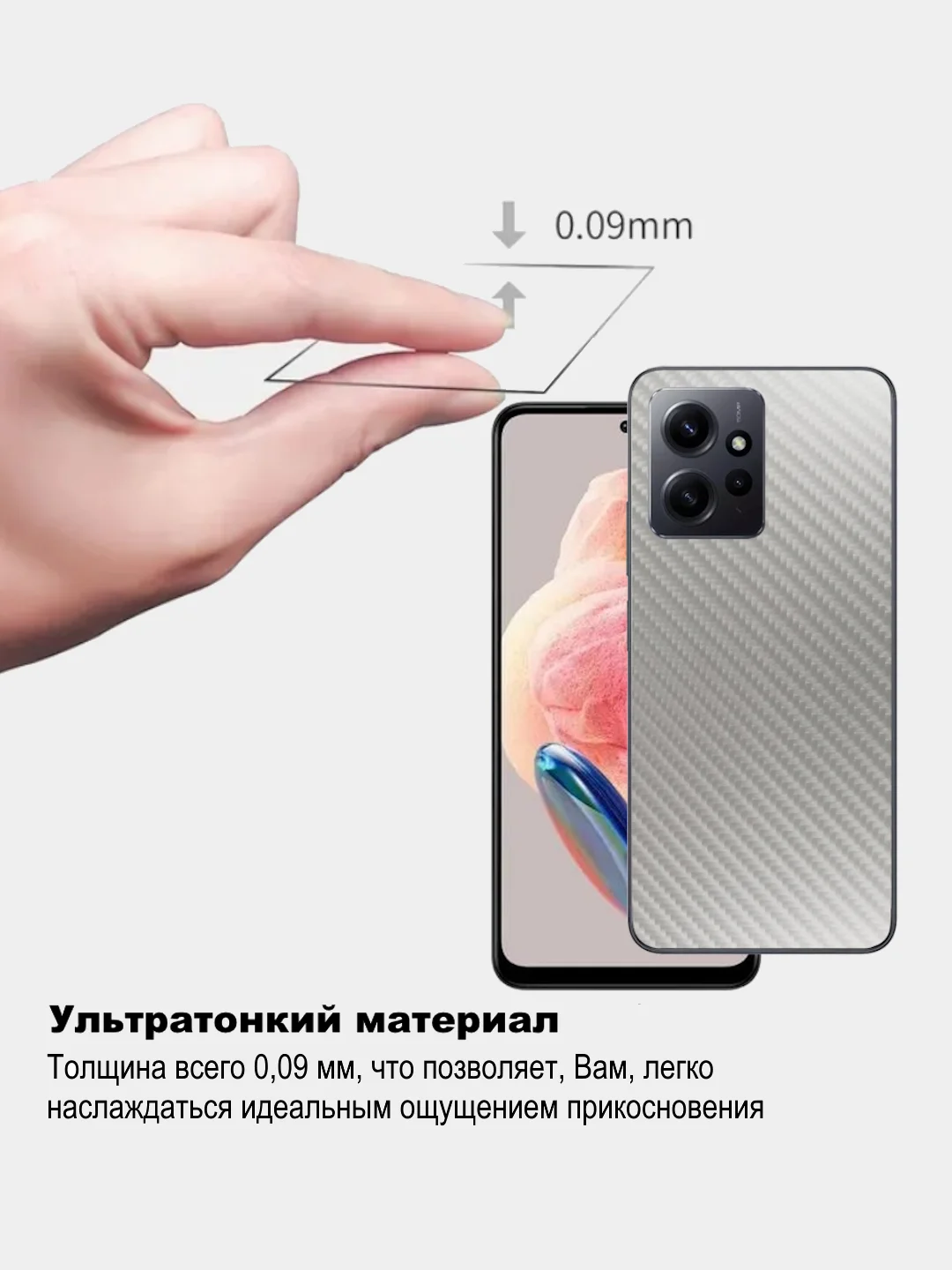 Черный защитная пленка для Xiaomi Redmi Note 12 4G под карбон на заднюю часть,под кожу на зад