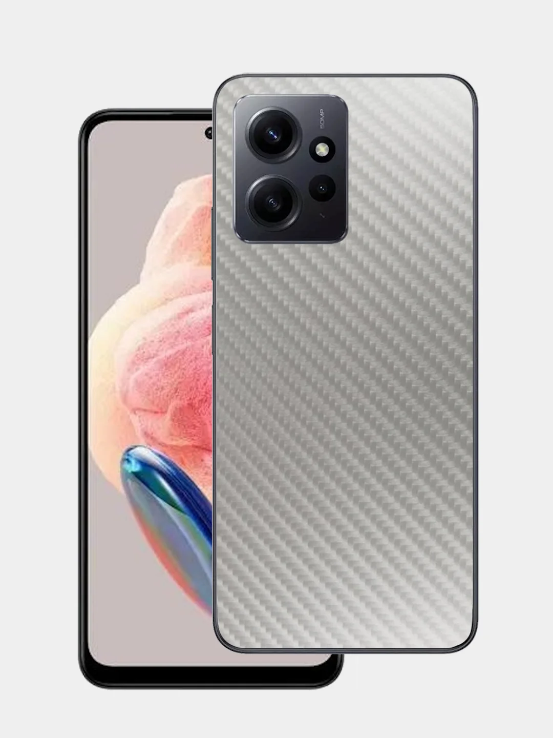 Серый металлик защитная пленка для Xiaomi Redmi Note 12 4G под карбон на заднюю часть,под кожу на зад