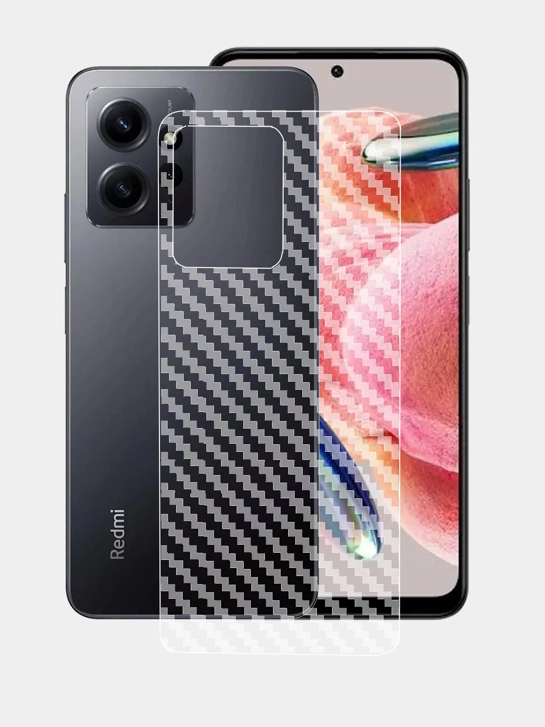 Прозрачный защитная пленка для Xiaomi Redmi Note 12 4G под карбон на заднюю часть,под кожу на зад