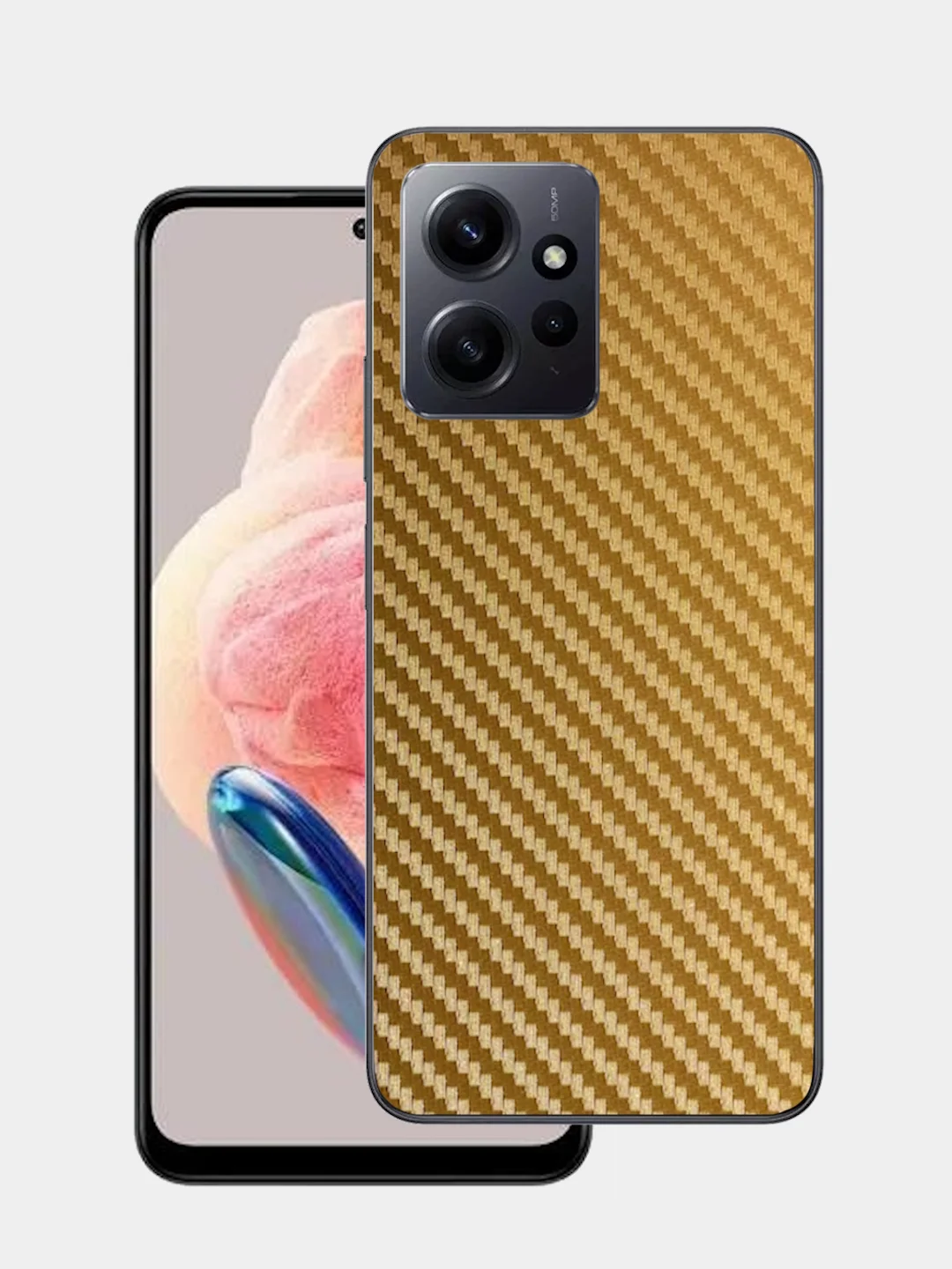 Золотой защитная пленка для Xiaomi Redmi Note 12 4G под карбон на заднюю часть,под кожу на зад