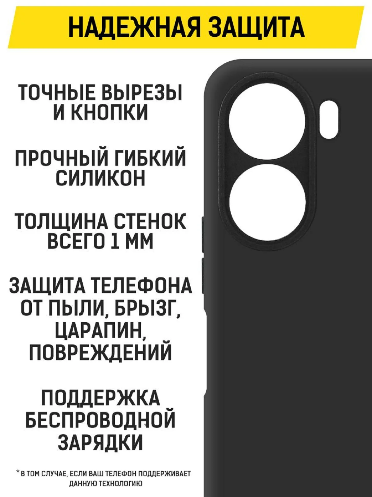 Чехол-накладка Krutoff Soft Case для Vivo Y16 черный
