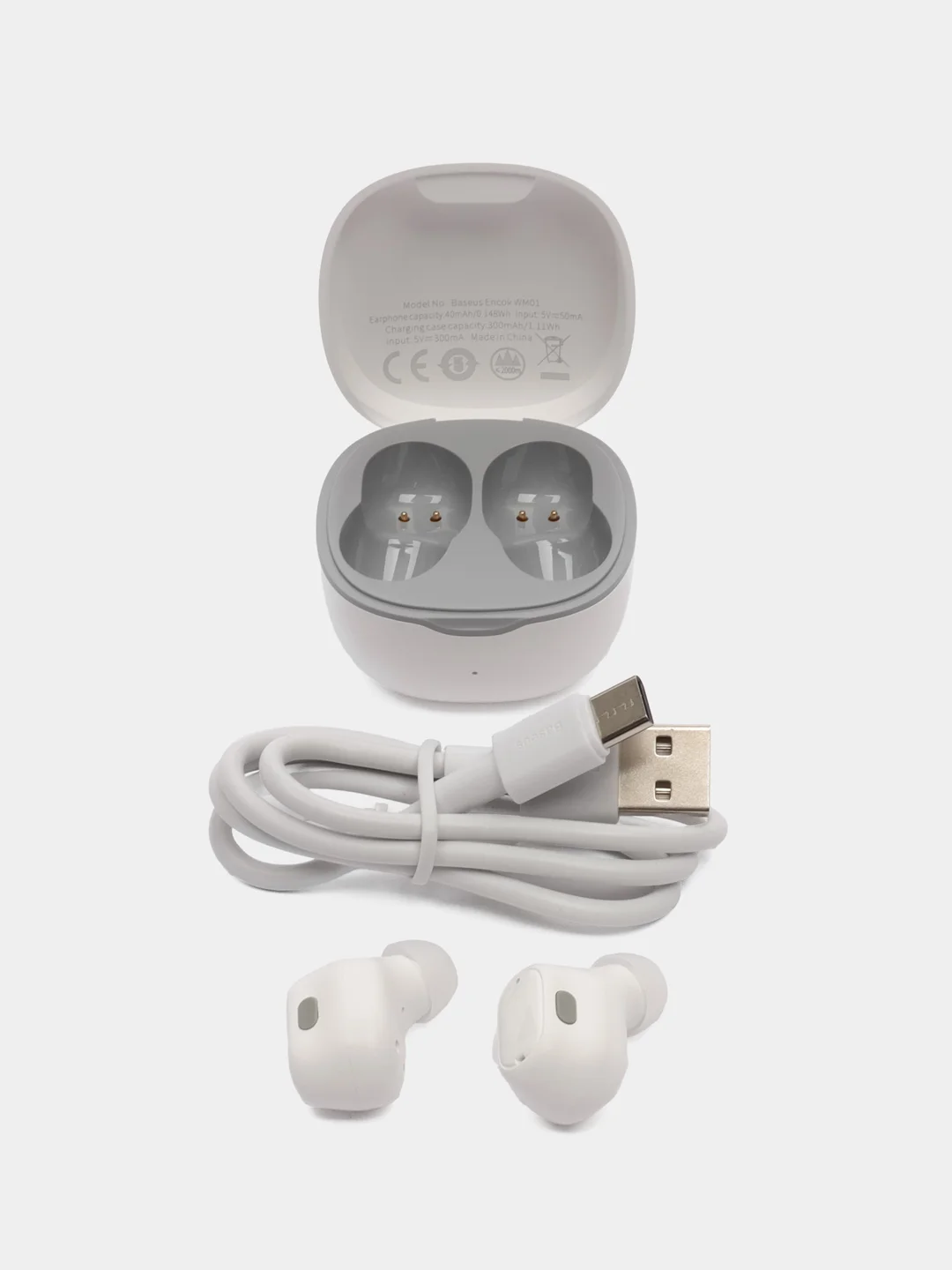 Беспроводные наушники вакуумные Baseus Encok True Wireless WM01, белые