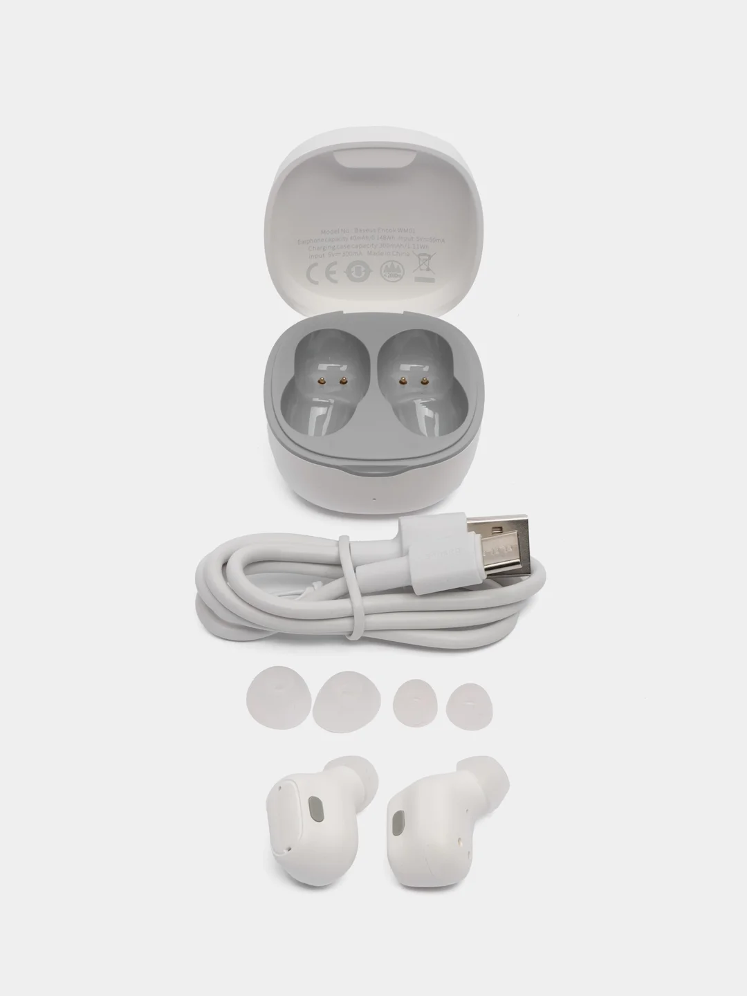 Беспроводные наушники вакуумные Baseus Encok True Wireless WM01, белые